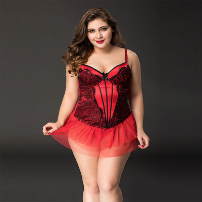 Đồ lót ren đỏ Prime 85kg Đồ lót sexy cỡ lớn XXXL Không tay