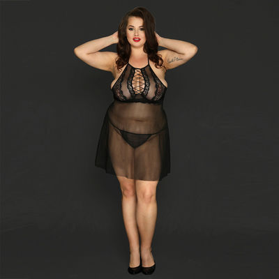 Spandex Fiber Plus Đồ lót Babydoll dệt kim Đồ lót sexy cho phụ nữ lớn