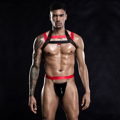 Đồ ngủ Người đàn ông sexy Bodysuit đen Vest ngực 105 cm Vòng eo 76 cm Vai trò của thắt lưng