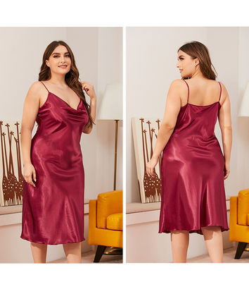 Satin dệt kim sexy lụa ngủ đồ ngủ Nylon không tay Váy ngủ