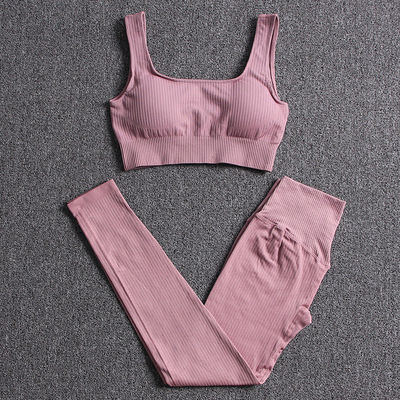 Spandex Nữ Áo Ngực Thể Thao Eo Cao Bộ Đồ Tập Yoga Liền Mạch Bộ 3 Chiếc Quần Áo Thể Dục