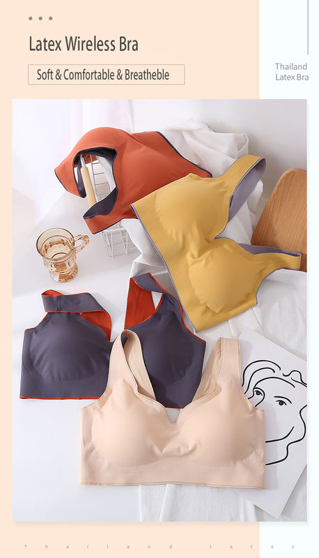 Nylon phụ nữ liền mạch thể thao áo ngực thoải mái đồng bằng nhuộm màu cao su đóng lại