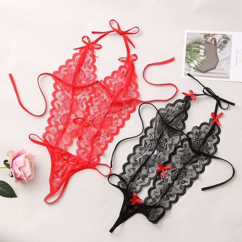Ba điểm dệt kim ren Đồ lót gợi cảm Hoa Đồ ngủ không tay dệt kim