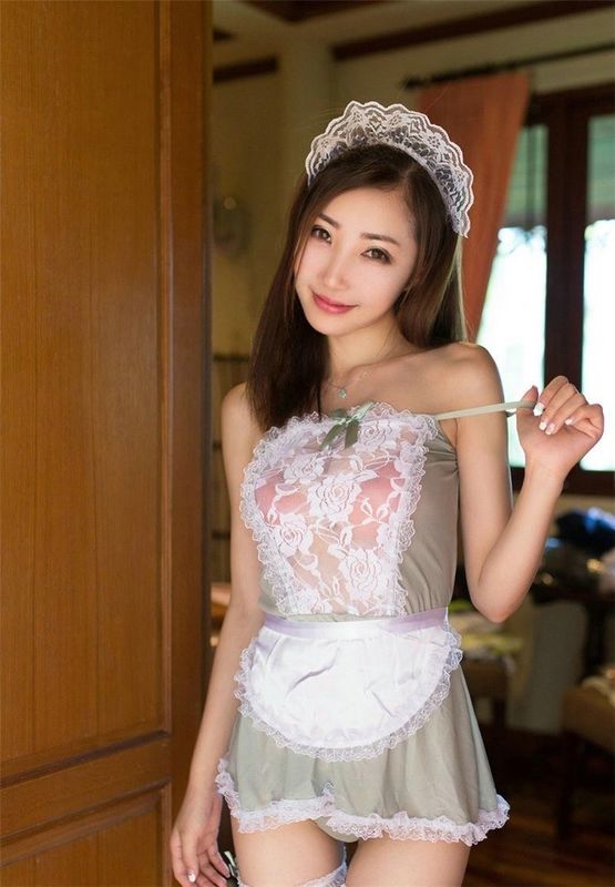 Màu đen Polyester gợi cảm màu xanh Người giúp việc Trang phục Đồ lót ren Đồ lót sexy với dây treo
