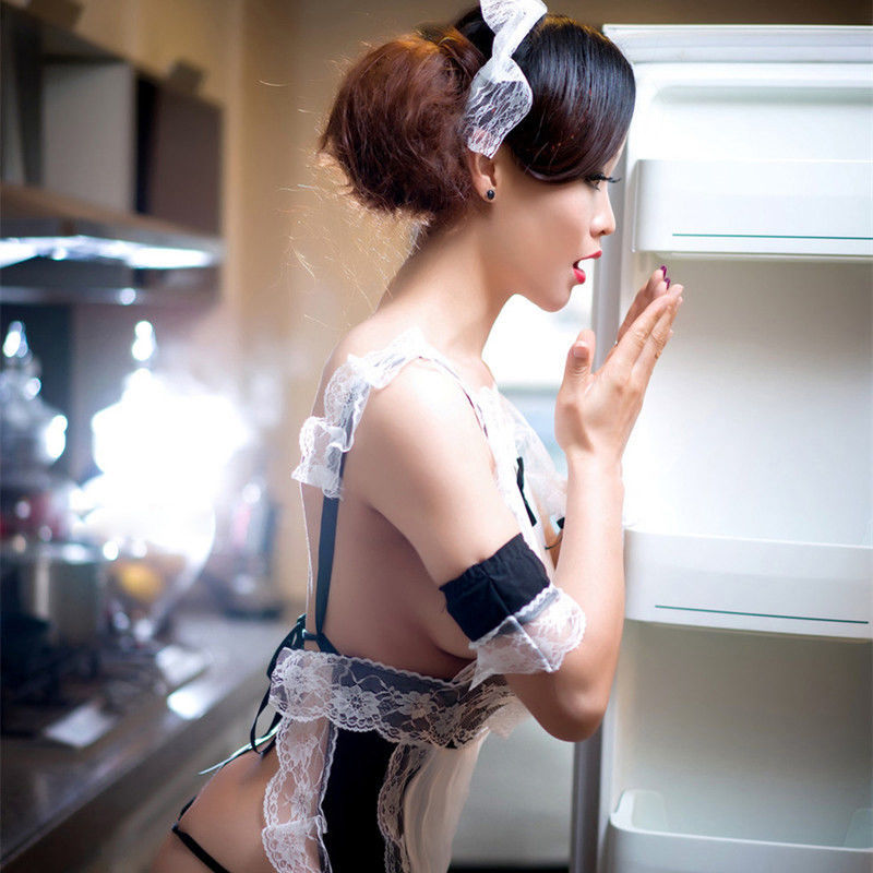 Polyester Babydoll không tay Váy ngắn tay áo lót sexy đồ lót treo cosplay người giúp việc