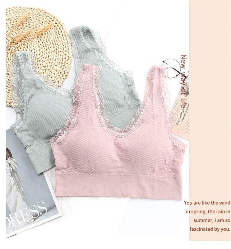 85D 75B 80A Nylon Lớn Áo Ngực Nữ Liền Mạch Quần Lót Ren Bông Hoa
