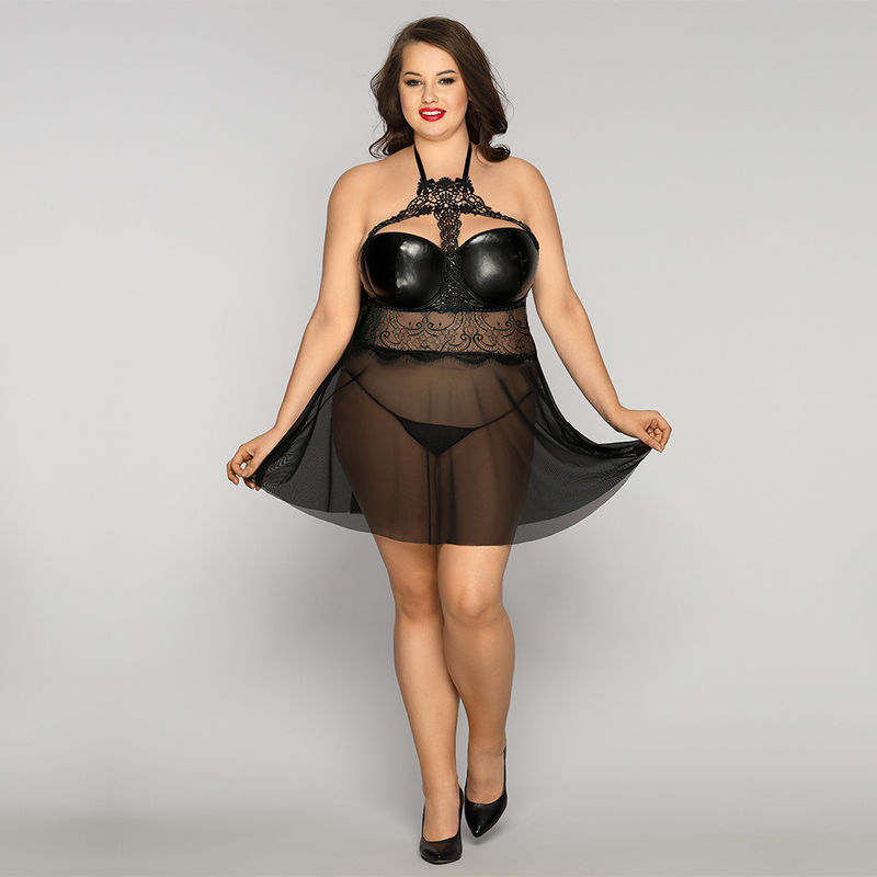 Bộ đồ ngủ ngủ ren trong suốt Babydoll Chemise Pyjamas 70kg