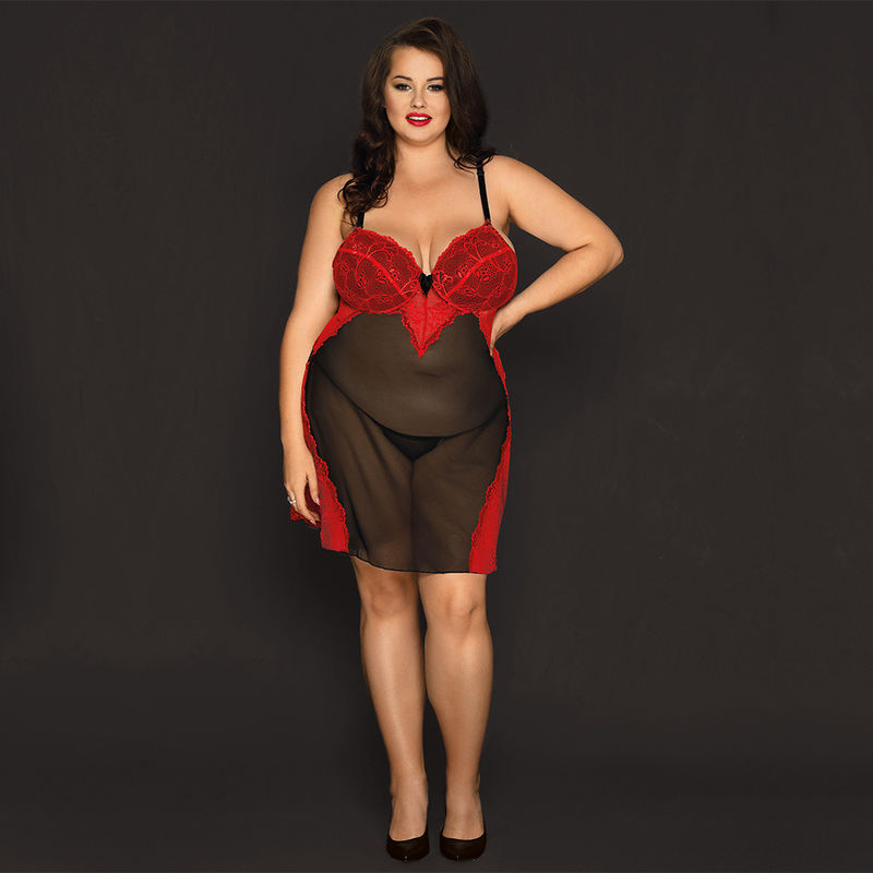 Bộ đồ ngủ ngủ ren trong suốt Babydoll Chemise Pyjamas 70kg
