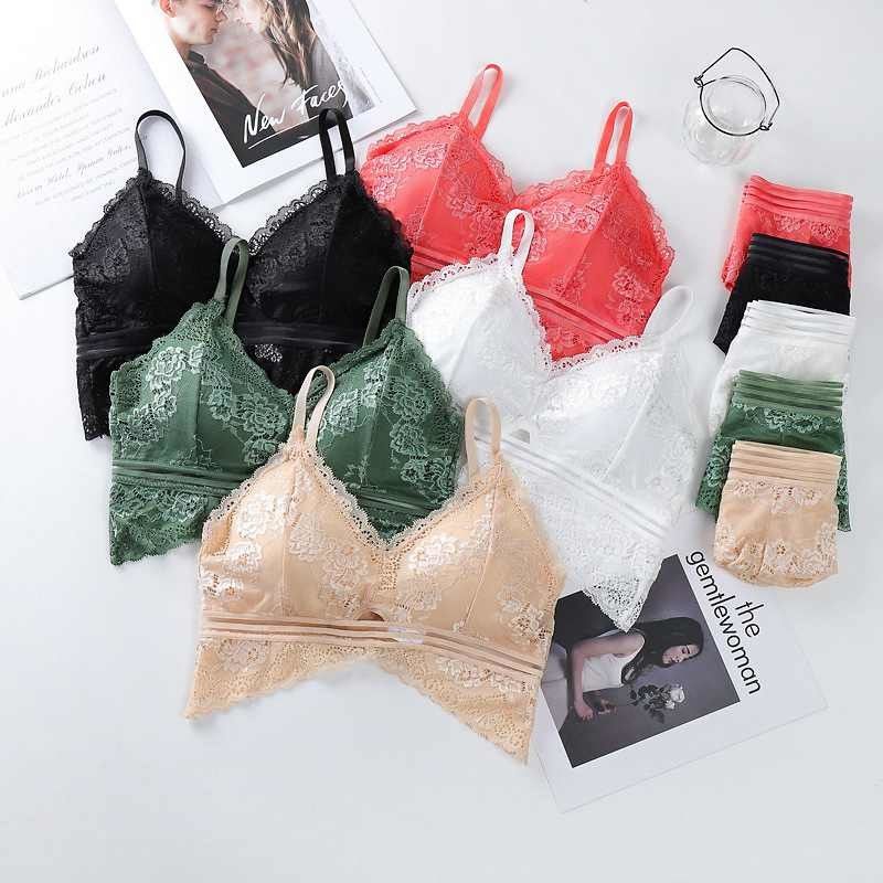 Bộ áo ngực sexy quần lót thoáng khí 40kg 65kg áo lót ren đen và đồ lót