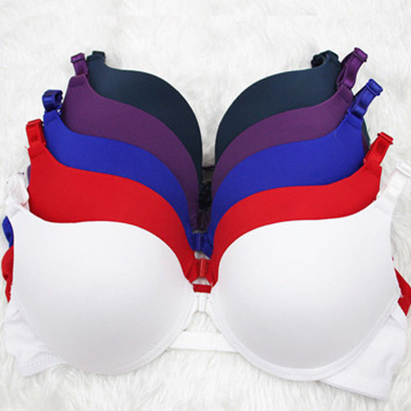 Nylon cotton 32a 38A Áo ngực nữ gợi cảm Đồng bằng nhuộm phía trước Áo ngực Full Cup