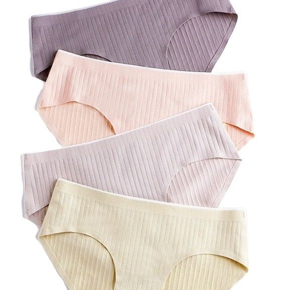 Plain Dyed Seamless Cotton Boyshorts dệt kim Laser Cut Briefs Vòng eo trung