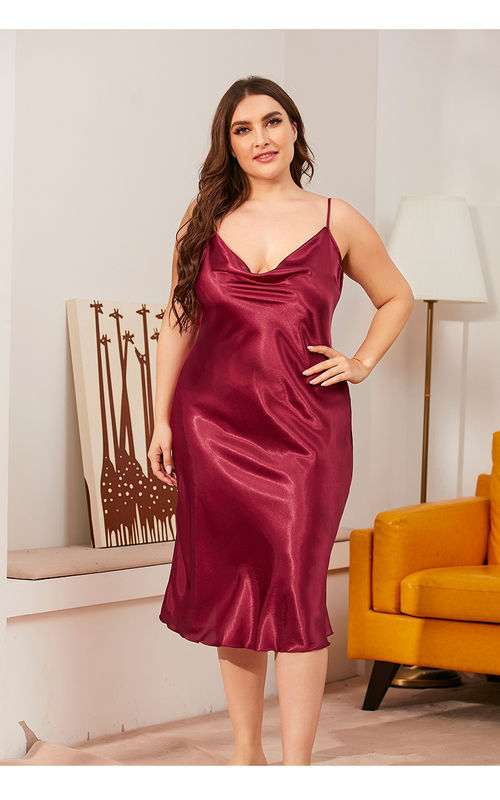 Satin dệt kim sexy lụa ngủ đồ ngủ Nylon không tay Váy ngủ