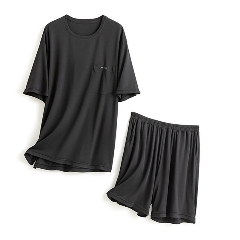 Lụa XXL Đồ ngủ dành cho nam giới dệt kim 114 cm Ngực màu xanh da trời Ban đêm Bộ đồ Loungewear Mùa hè