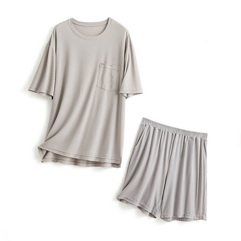 Lụa XXL Đồ ngủ dành cho nam giới dệt kim 114 cm Ngực màu xanh da trời Ban đêm Bộ đồ Loungewear Mùa hè