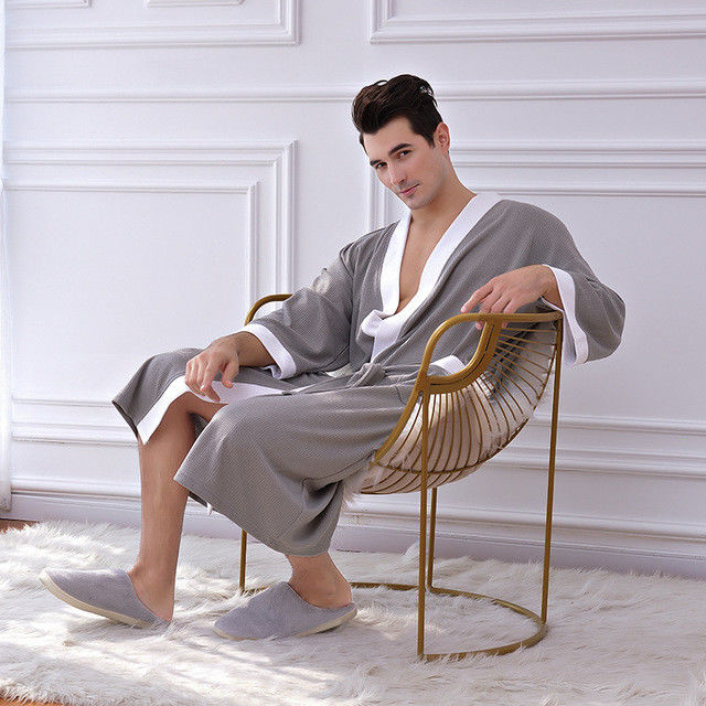 Áo choàng ngủ Áo choàng tắm Kimono Đồ ngủ cho nam Bộ ấm áp Vải áo nịt