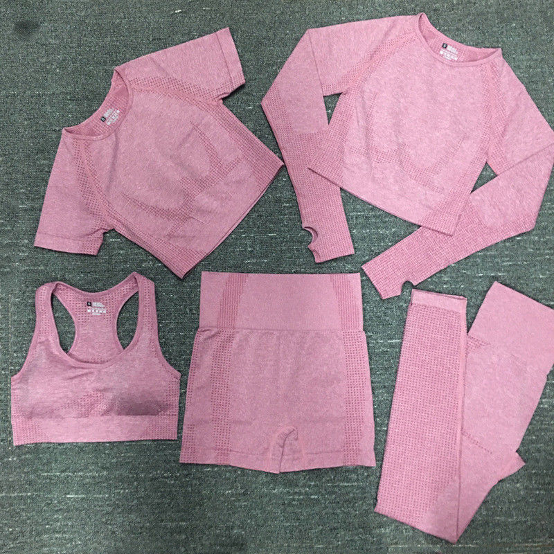 Nylon Polyester Spandex Cắt Dài Tay Áo Tập Thể Dục Hàng Đầu Mặc Quần Áo Thể Thao Có Gân