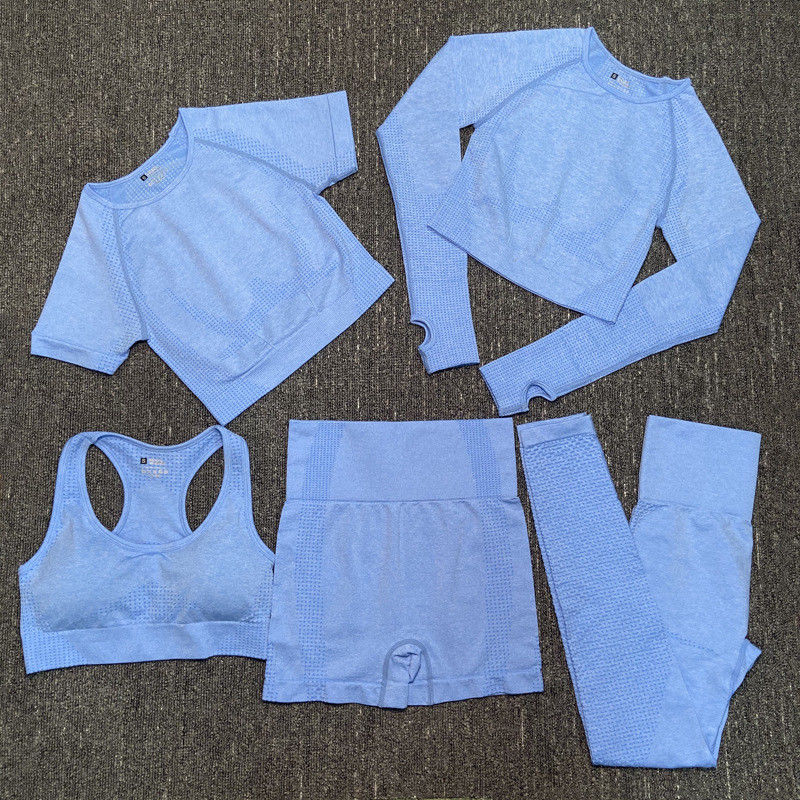 Nylon Polyester Spandex Cắt Dài Tay Áo Tập Thể Dục Hàng Đầu Mặc Quần Áo Thể Thao Có Gân
