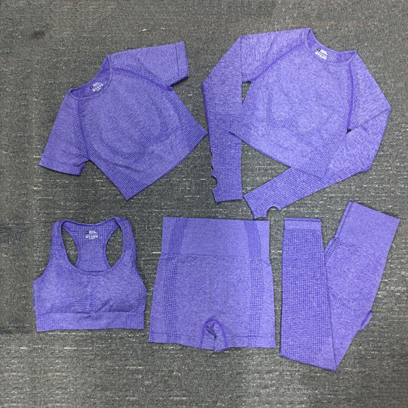 Nylon Polyester Spandex Cắt Dài Tay Áo Tập Thể Dục Hàng Đầu Mặc Quần Áo Thể Thao Có Gân