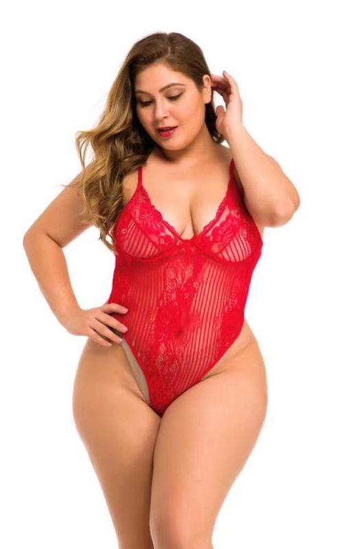 Không tay Temptation Plus Đồ lót Babydoll ren trắng L-5XL Polyester 95